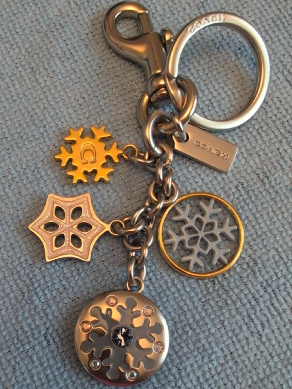 Coach Mixed Metal Snowflake Bag Charm Key Chain